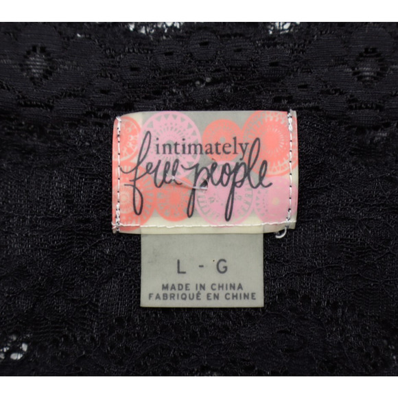 Free People Intimately Women's Black Stretch Lace Mini Slip Dress Sz L Whimsigth - Picture 4 of 5